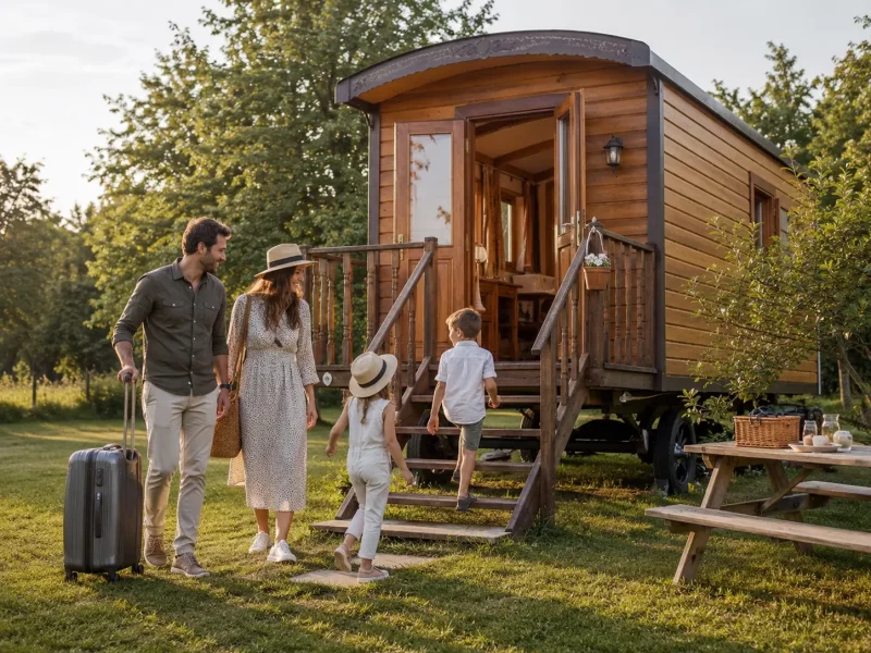 Cabane, yourte ou roulotte en Ardche avec des enfants ?